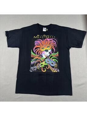 Gildan Men's T-Shirt Large Black New Orleans Mardi Gras
